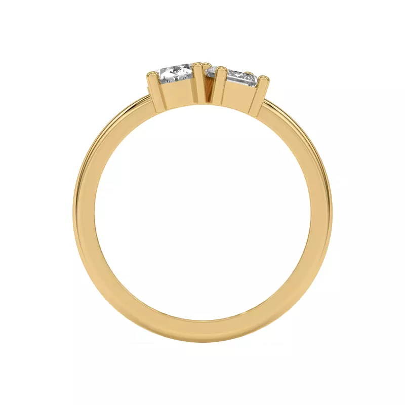 14K Yellow Gold Toi et Moi Oval and Emerald Lab Ring (1.00 cttw)