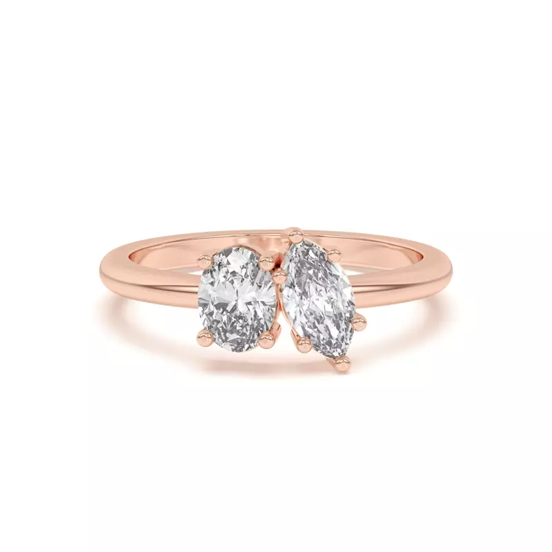 Toi et Moi Oval and Marquise Lab Ring (1.00 cttw)