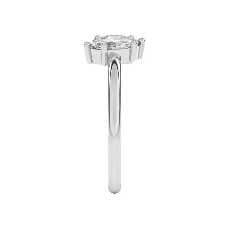 Platinum Toi et Moi Oval and Marquise Lab Ring (1.00 cttw)