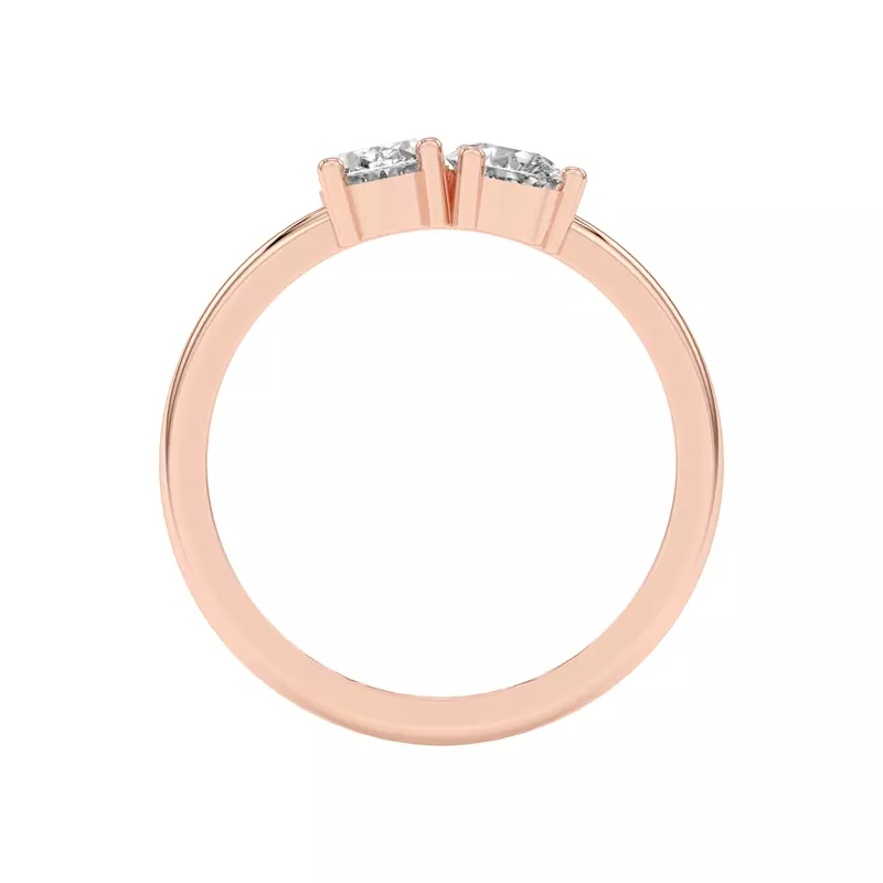 14K Rose Gold Toi et Moi Oval and Pear Lab Ring (1.00 cttw)