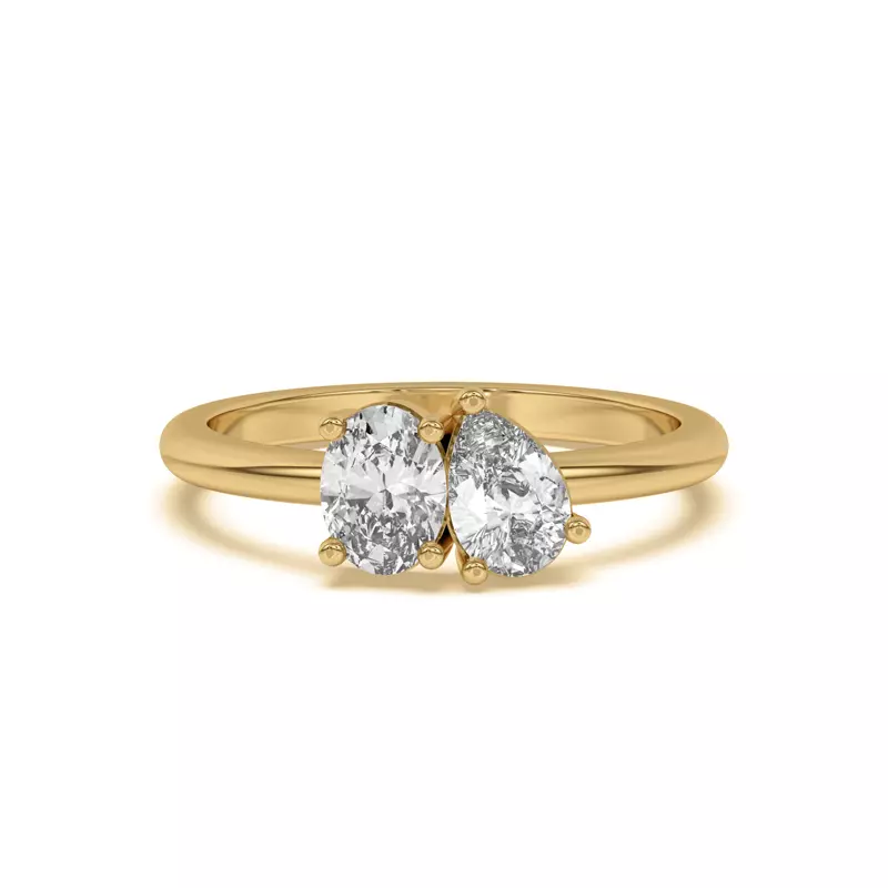 14K Yellow Gold Toi et Moi Oval and Pear Lab Ring (1.00 cttw)