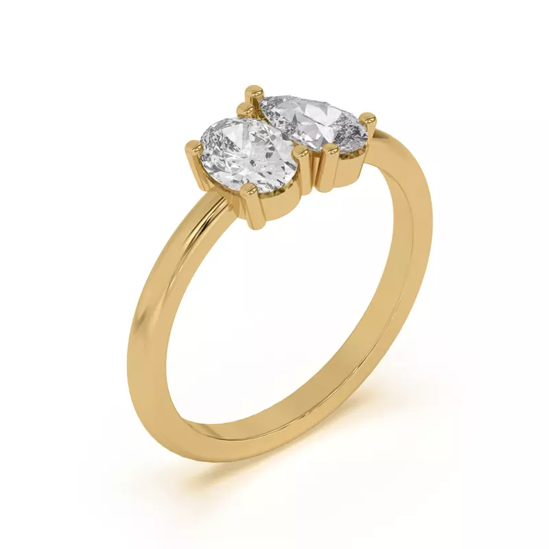 14K Yellow Gold Toi et Moi Oval and Pear Lab Ring (1.00 cttw)