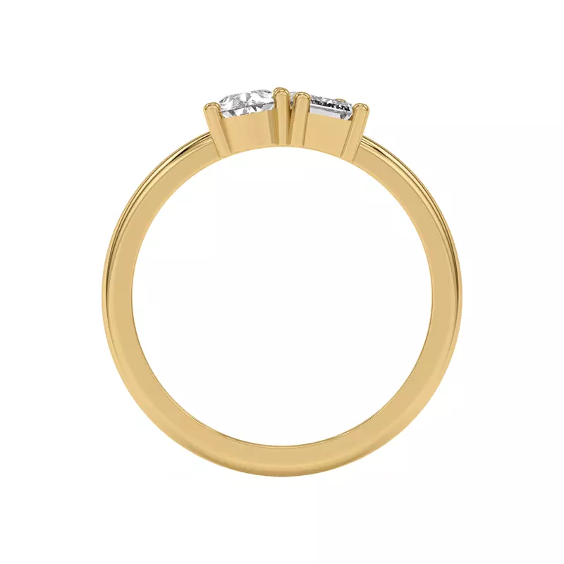 14K Yellow Gold Toi et Moi Pear and Emerald Lab Ring (1.00 cttw)