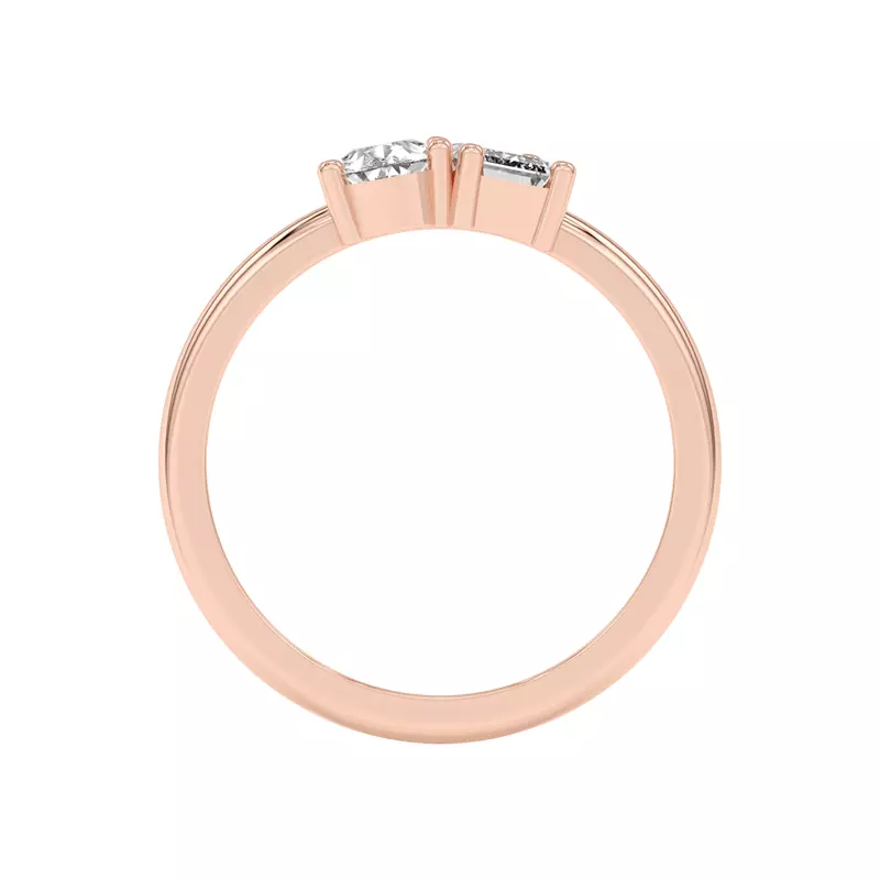 18K Rose Gold Toi et Moi Pear and Emerald Lab Ring (1.00 cttw)
