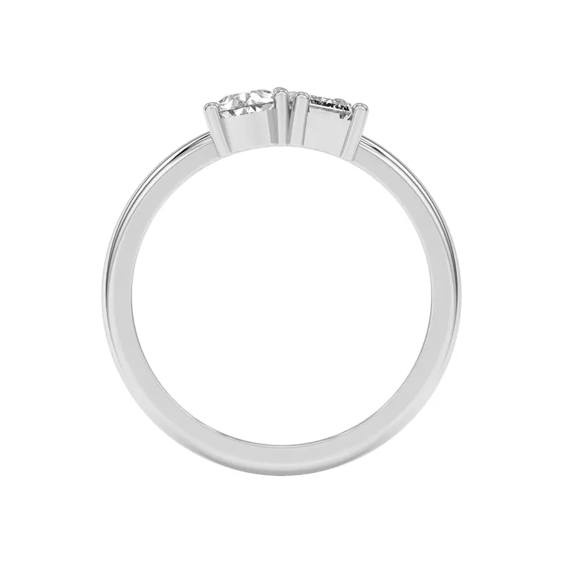 18K White Gold Toi et Moi Pear and Emerald Lab Ring (1.00 cttw)