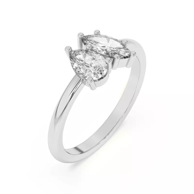 14K White Gold Toi et Moi Pear and Marquise Lab Ring (1.00 cttw)