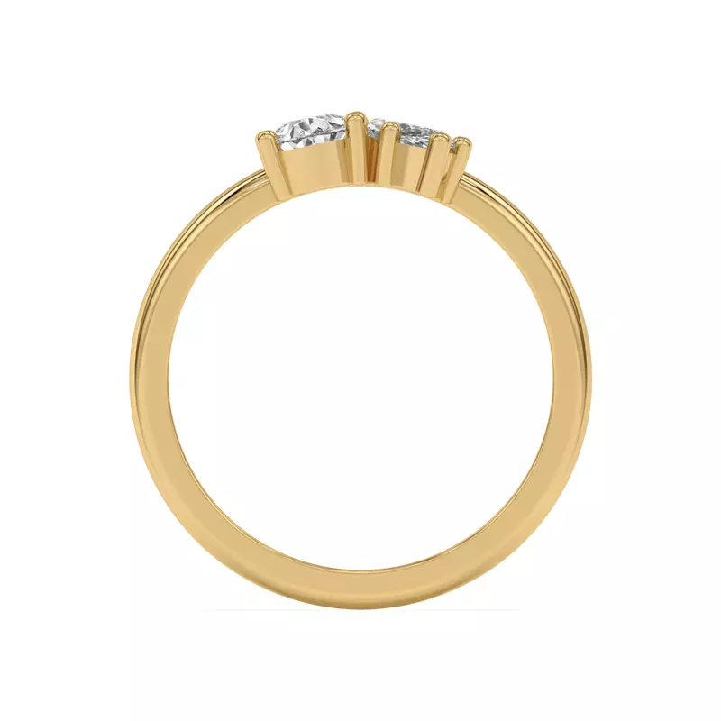14K Yellow Gold Toi et Moi Pear and Marquise Lab Ring (1.00 cttw)