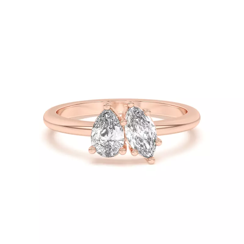 Toi et Moi Pear and Marquise Lab Ring (1.00 cttw)