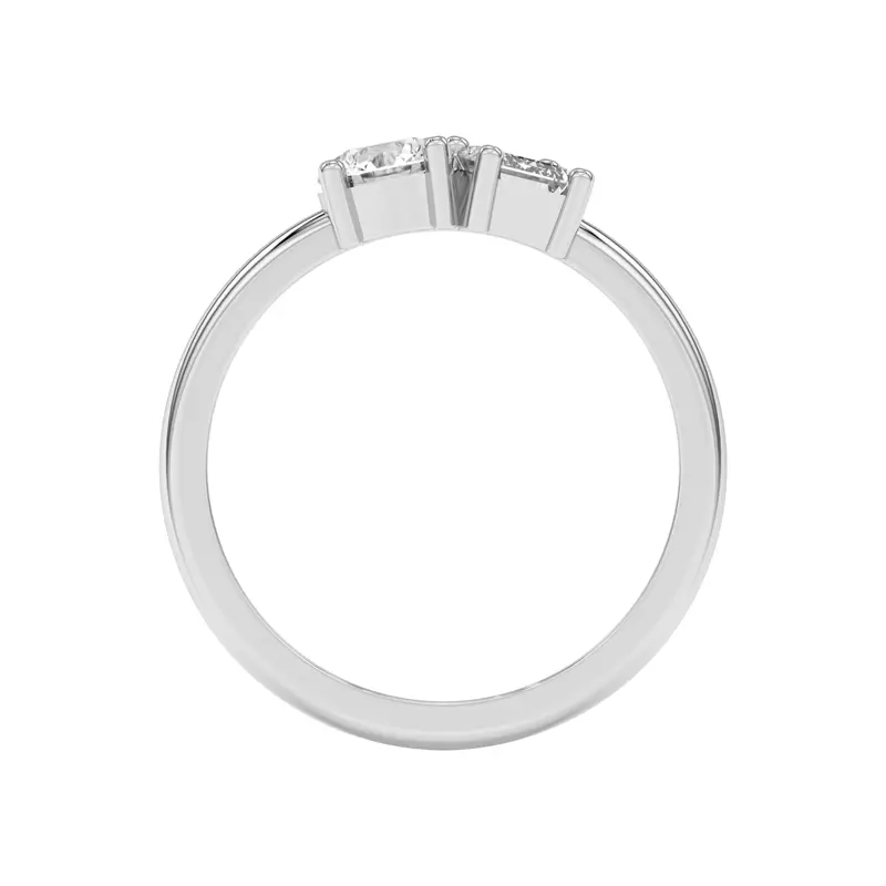 18K White Gold Toi et Moi Round and Emerald Lab Ring (1.00 cttw)