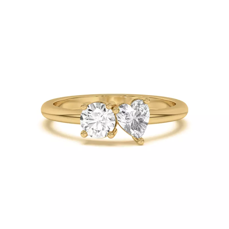 Toi et Moi Round and Heart Lab Ring (1.00 cttw)