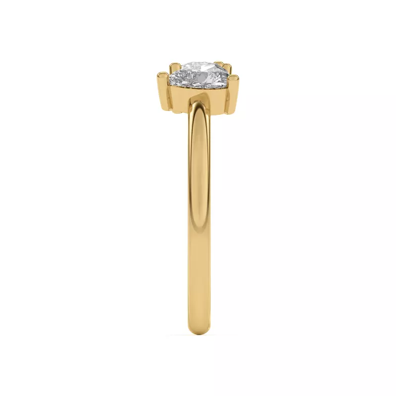 14K Yellow Gold Toi et Moi Round and Heart Lab Ring (1.00 cttw)