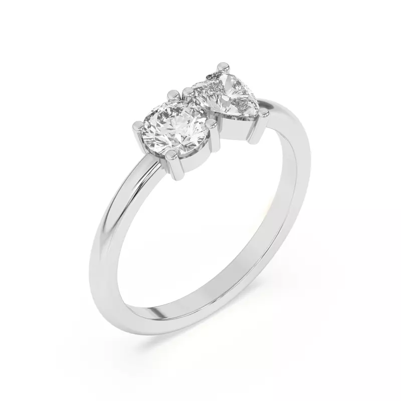 Platinum Toi et Moi Round and Heart Lab Ring (1.00 cttw)