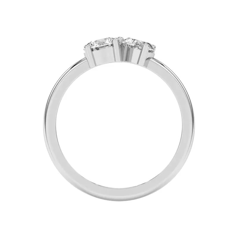 Platinum Toi et Moi Round and Heart Lab Ring (1.00 cttw)