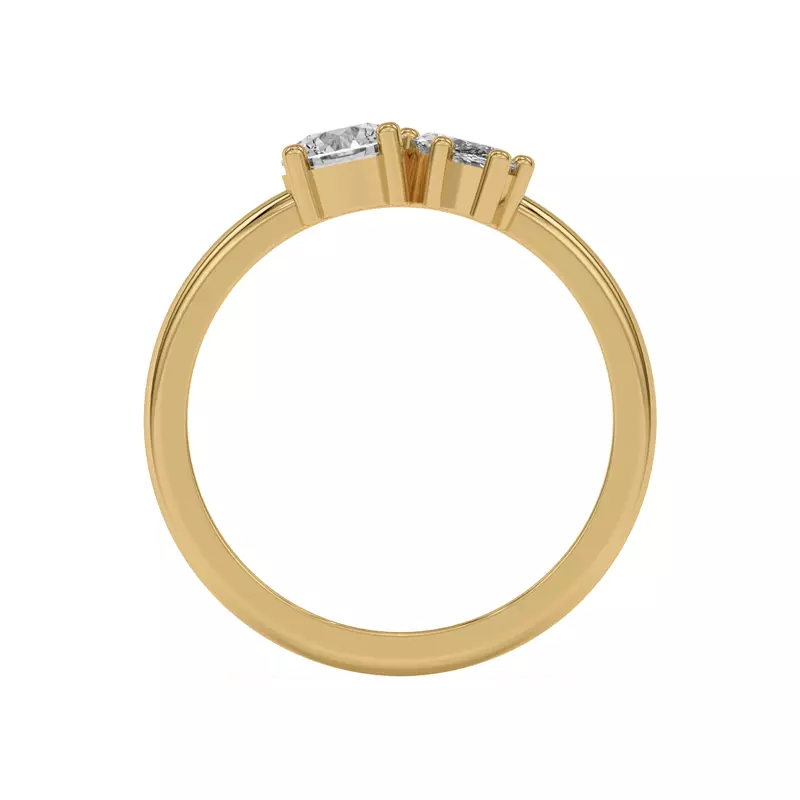 14K Yellow Gold Toi et Moi Round and Marquise Lab Ring (1.00 cttw)