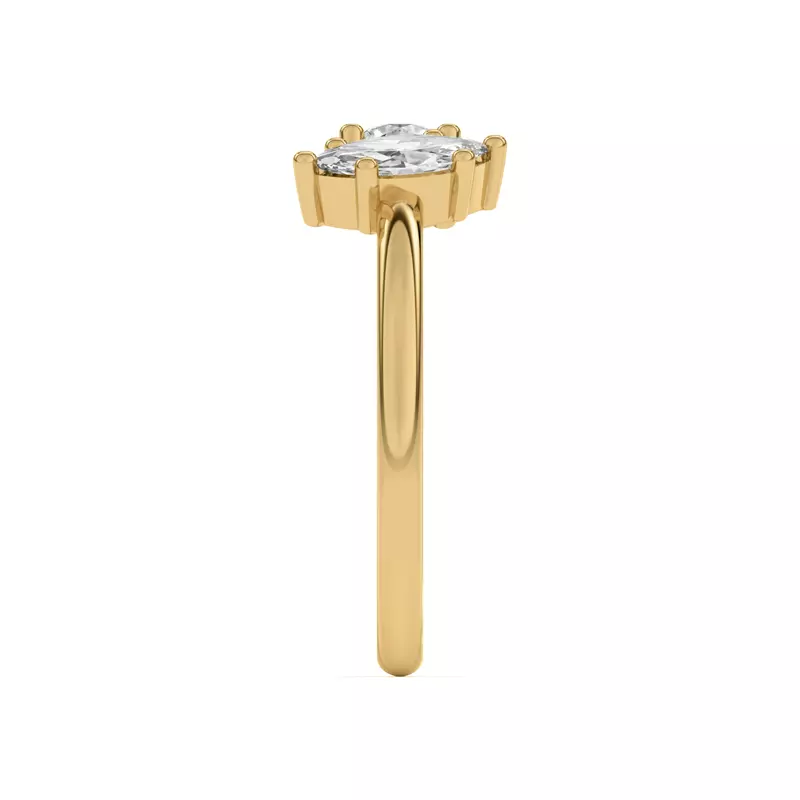14K Yellow Gold Toi et Moi Round and Marquise Lab Ring (1.00 cttw)
