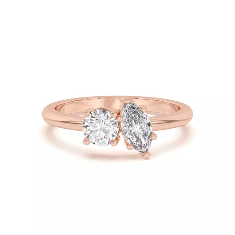 Toi et Moi Round and Marquise Lab Ring (1.00 cttw)