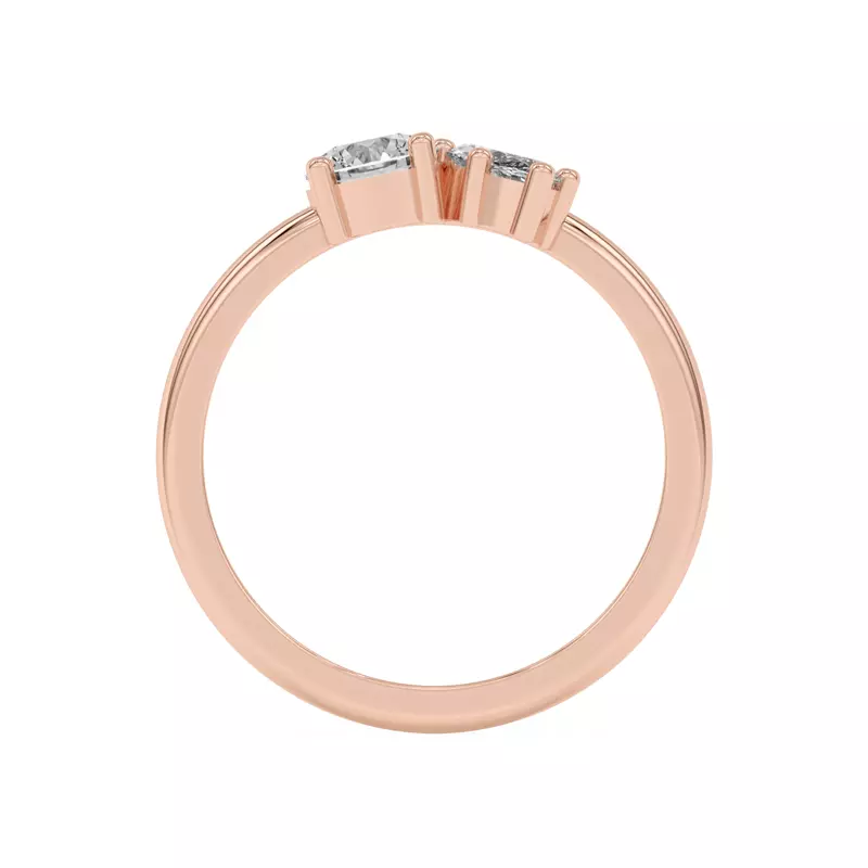 18K Rose Gold Toi et Moi Round and Marquise Lab Ring (1.00 cttw)