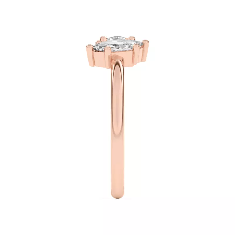 18K Rose Gold Toi et Moi Round and Marquise Lab Ring (1.00 cttw)
