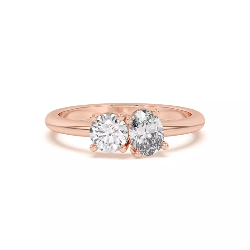 Toi et Moi Round and Oval Lab Ring (1.00 cttw)