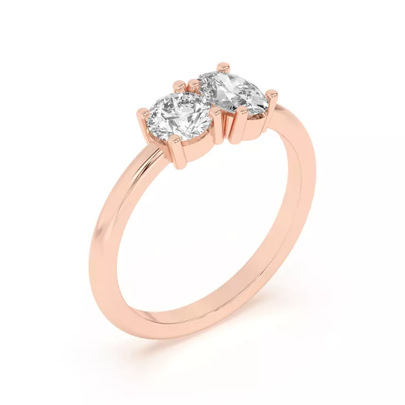 14K Rose Gold Toi et Moi Round and Oval Lab Ring (1.00 cttw)