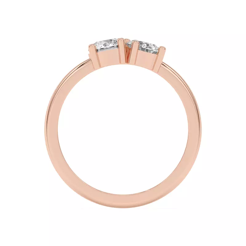 14K Rose Gold Toi et Moi Round and Oval Lab Ring (1.00 cttw)