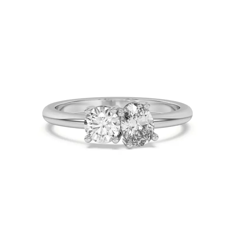 Toi et Moi Round and Oval Lab Ring (1.00 cttw)