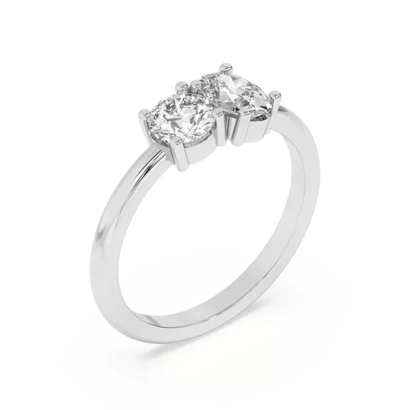 14K White Gold Toi et Moi Round and Oval Lab Ring (1.00 cttw)