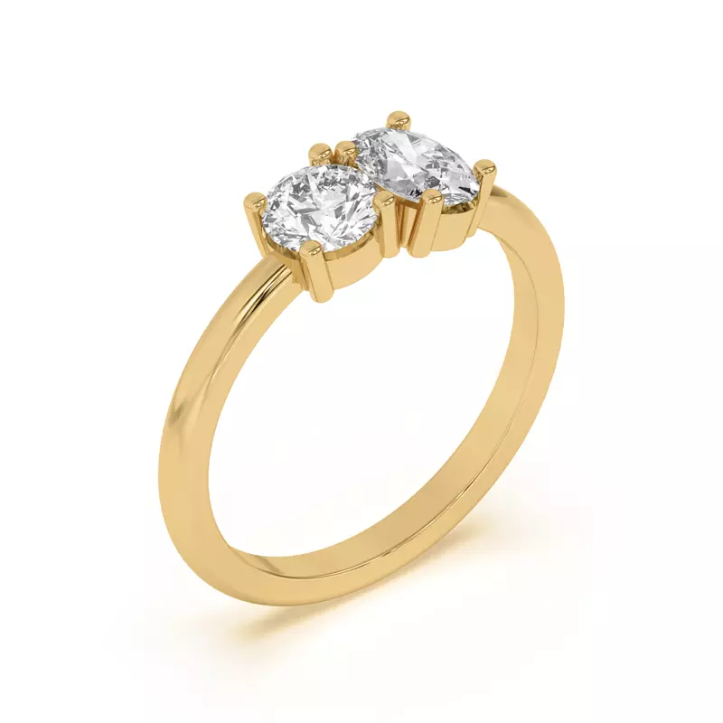14K Yellow Gold Toi et Moi Round and Oval Lab Ring (1.00 cttw)