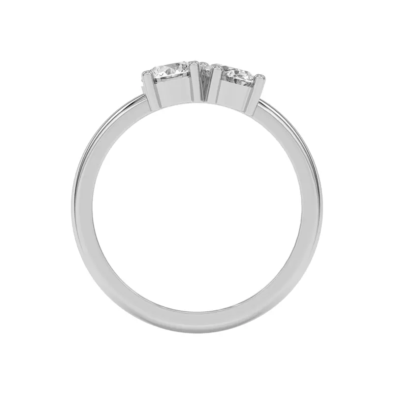 Platinum Toi et Moi Round and Oval Lab Ring (1.00 cttw)