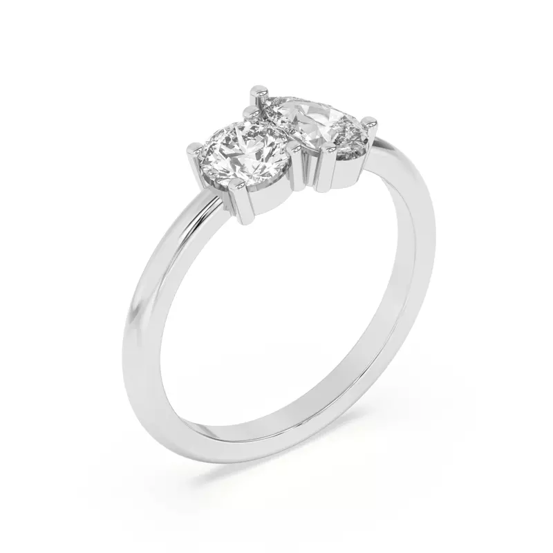 14K White Gold Toi et Moi Round and Pear Lab Ring (1.00 cttw)