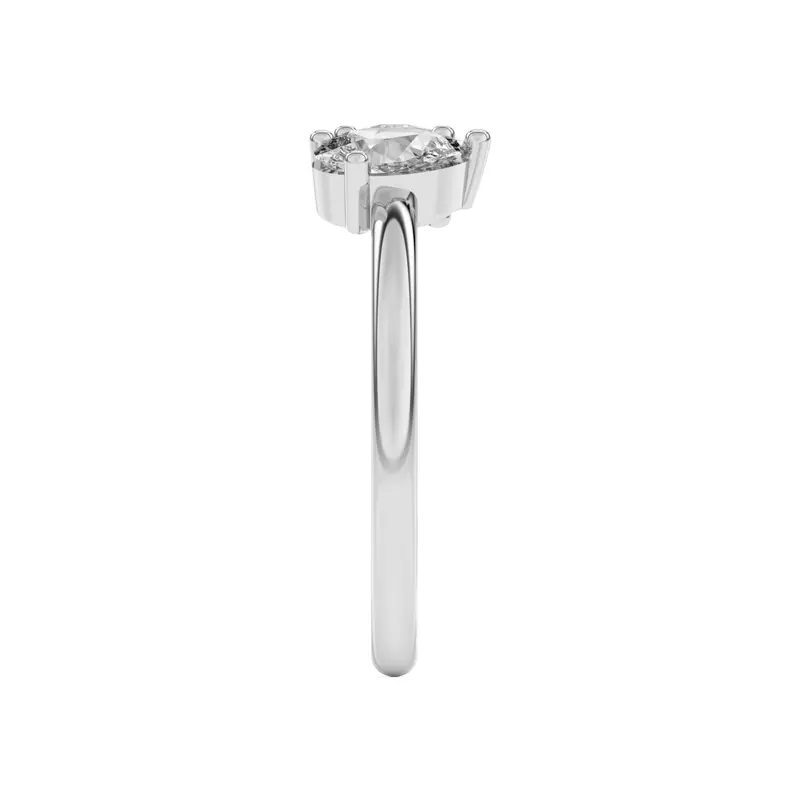 14K White Gold Toi et Moi Round and Pear Lab Ring (1.00 cttw)