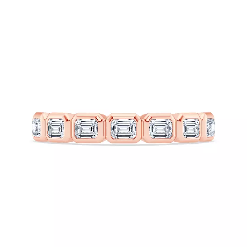 East-West Emerald-Cut Diamond Bezel Band