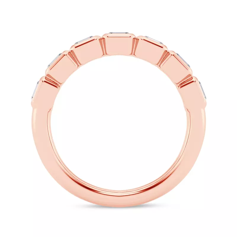 18K Rose Gold East-West Emerald-Cut Diamond Bezel Band