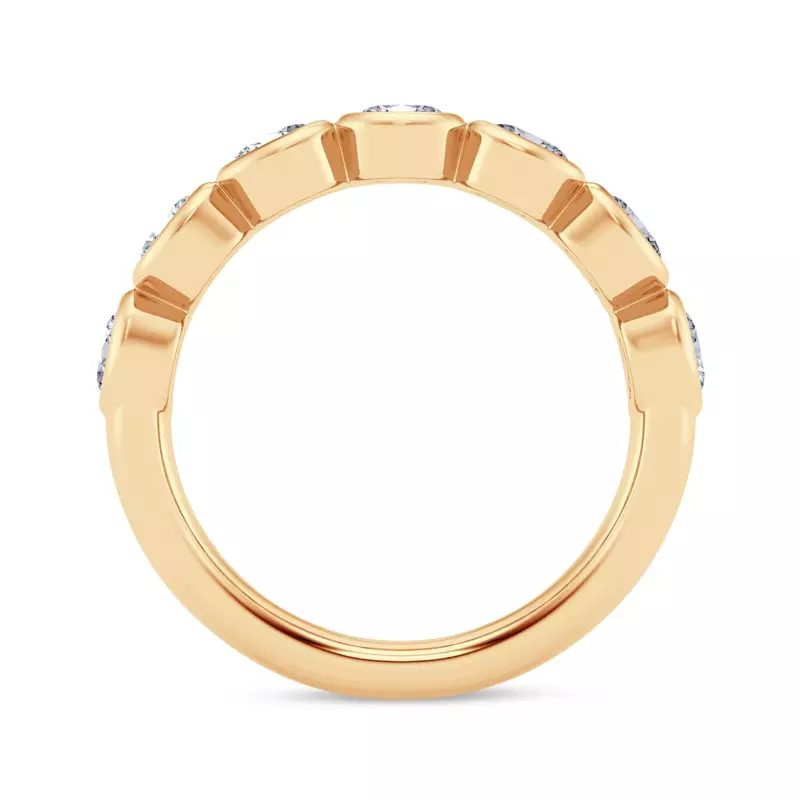 14K Yellow Gold East-West Oval Diamond Bezel Band