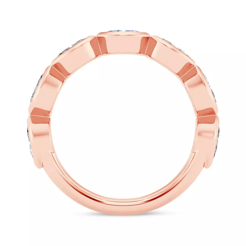 14K Rose Gold East-West Marquise Diamond Bezel Band