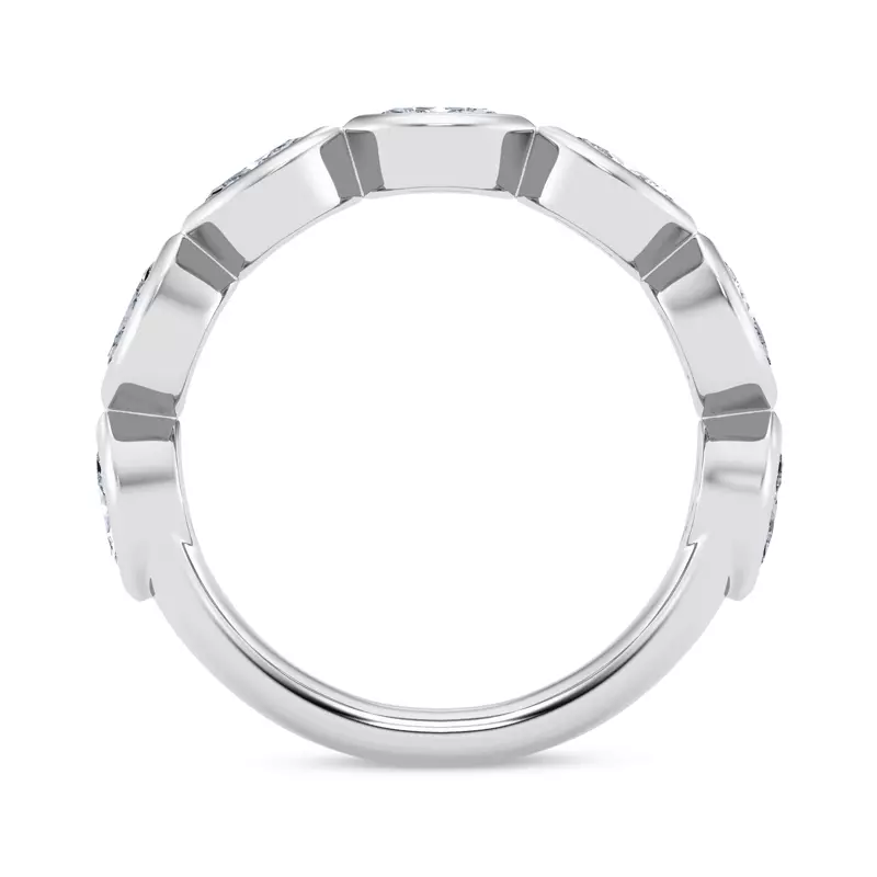 14K White Gold East-West Marquise Diamond Bezel Band