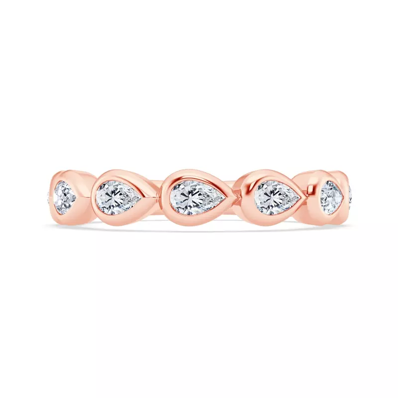 14K Rose Gold East-West Pear-Shaped Diamond Bezel Band