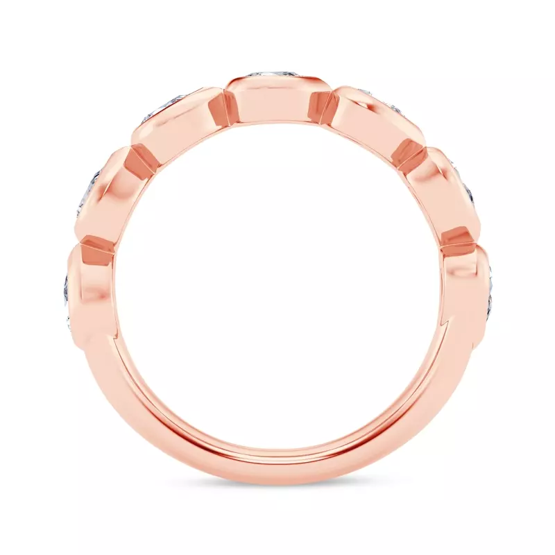 14K Rose Gold East-West Pear-Shaped Diamond Bezel Band