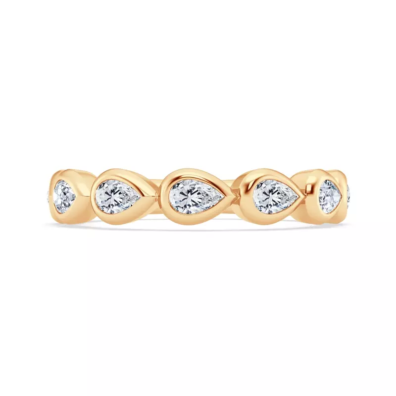 14K Yellow Gold East-West Pear-Shaped Diamond Bezel Band