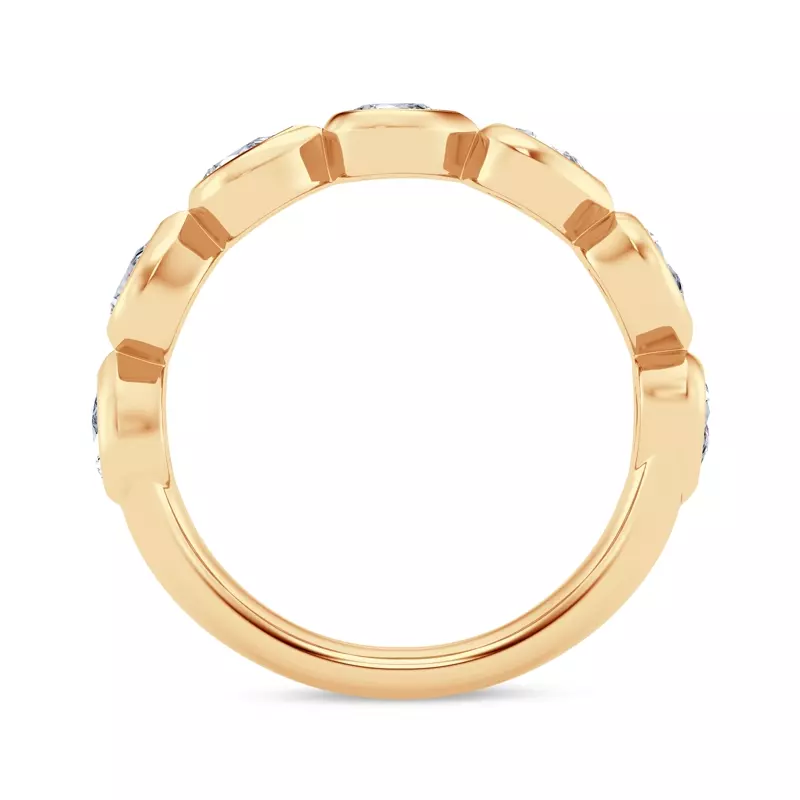 14K Yellow Gold East-West Pear-Shaped Diamond Bezel Band