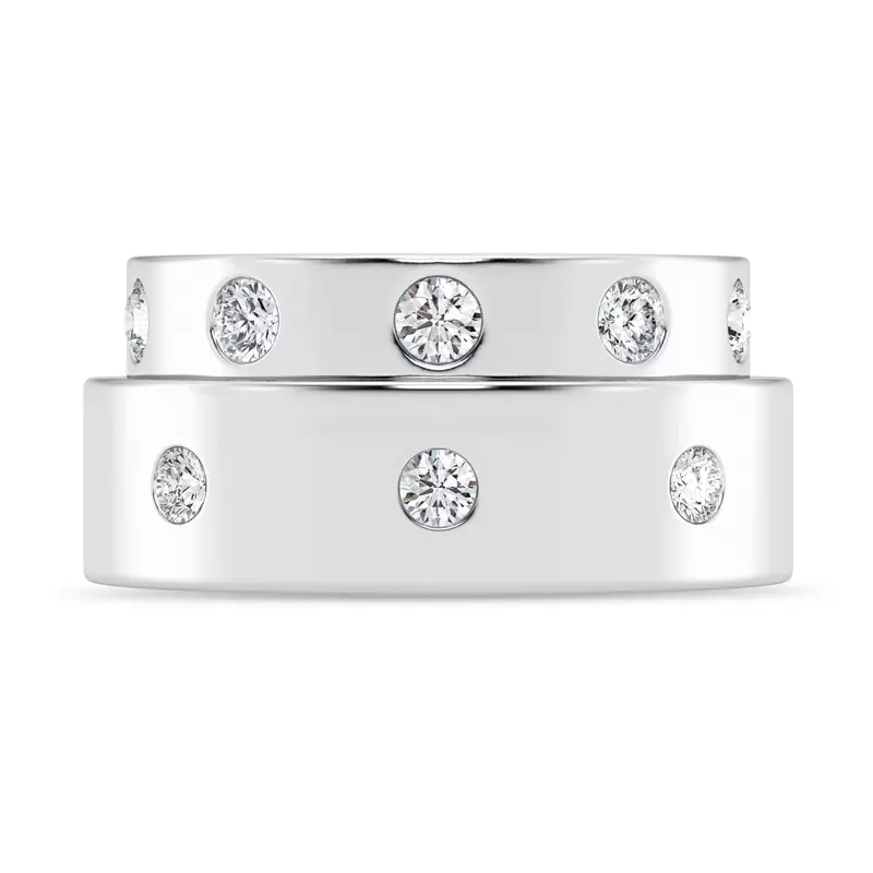 14K White Gold Flush Set Round Diamond Band