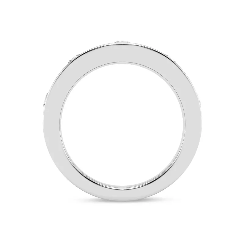 14K White Gold Flush Set Round Diamond Band