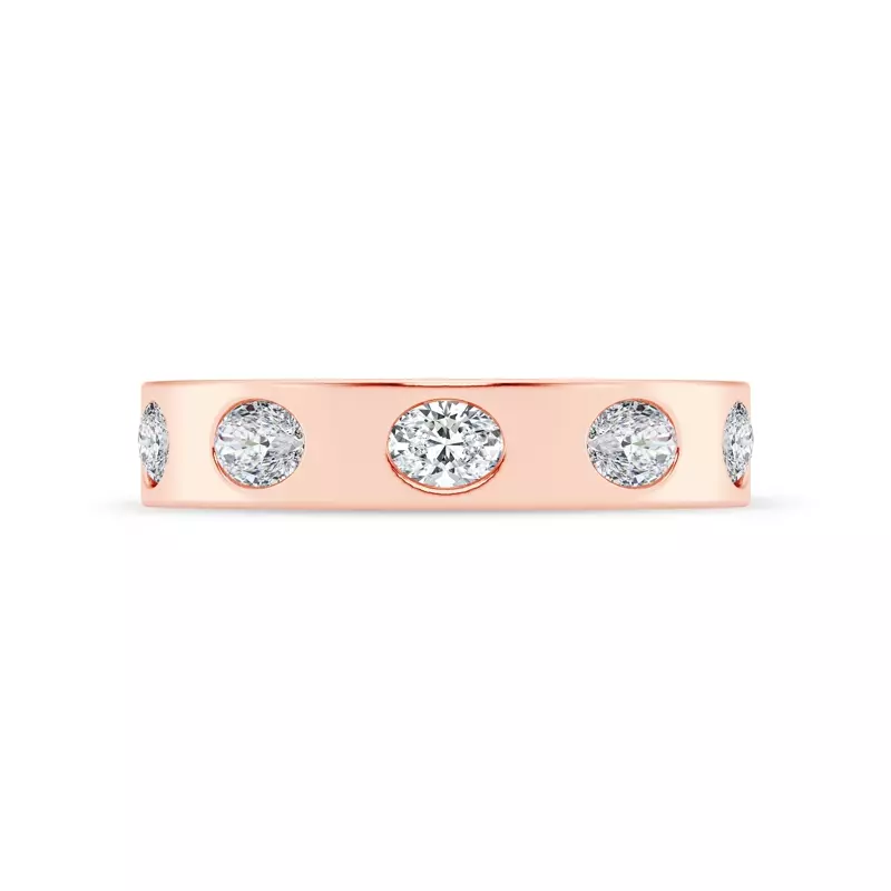 14K Rose Gold Flush Set Oval Diamond Band