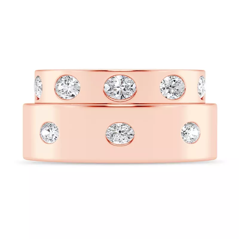 14K Rose Gold Flush Set Oval Diamond Band