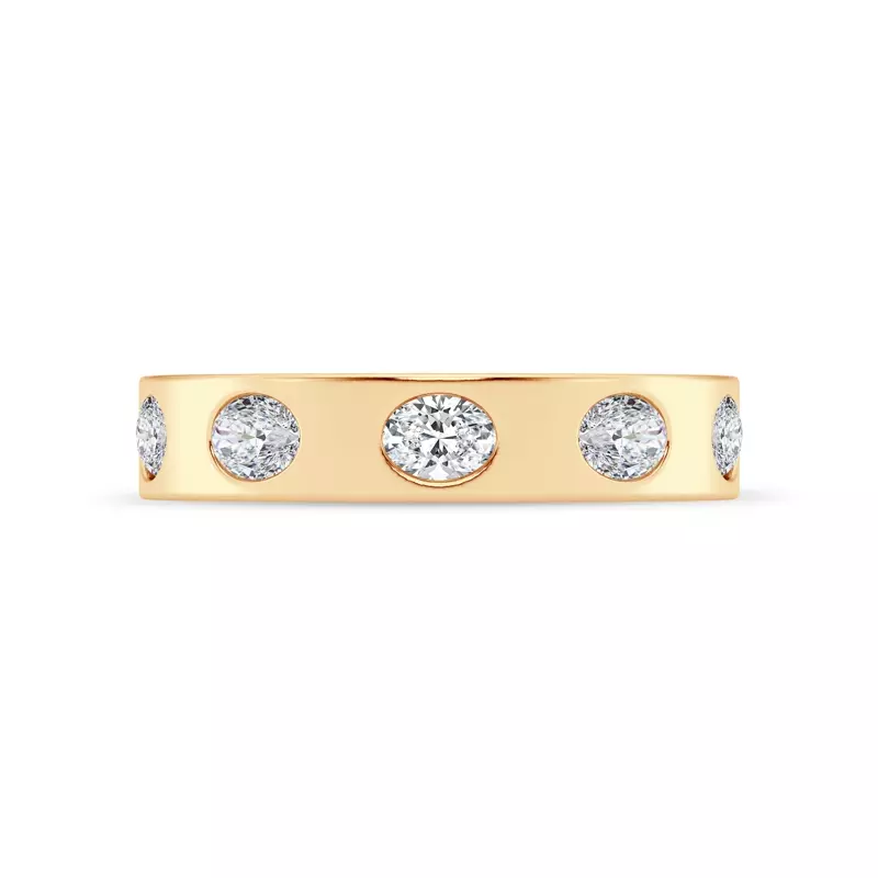 14K Yellow Gold Flush Set Oval Diamond Band