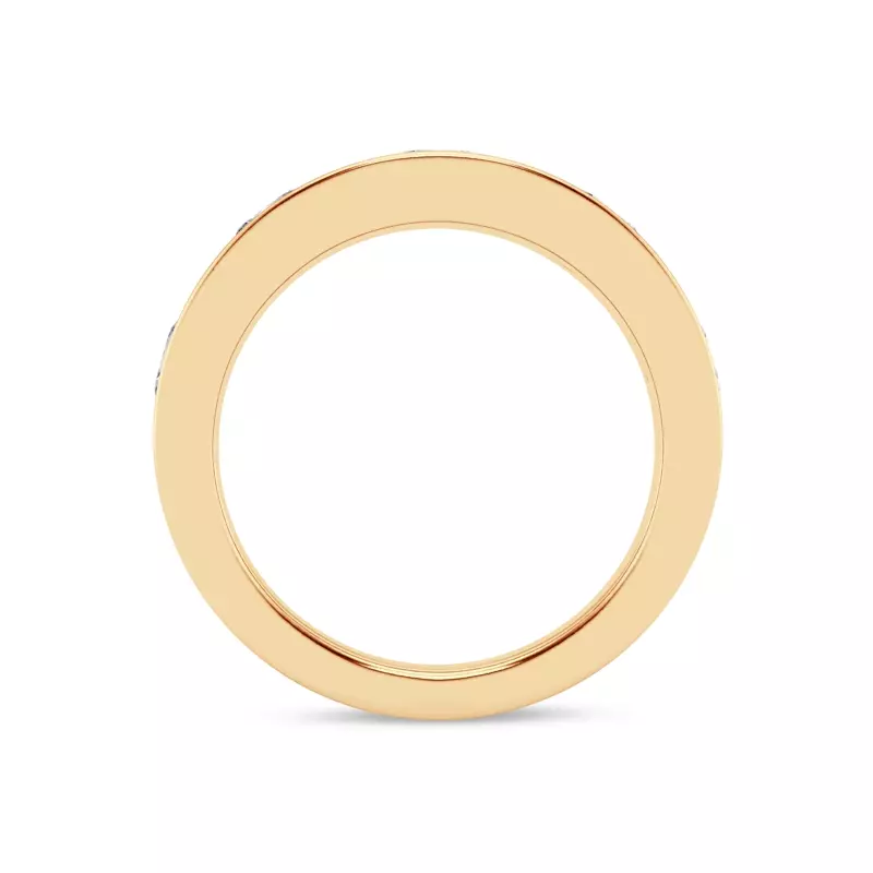 14K Yellow Gold Flush Set Oval Diamond Band