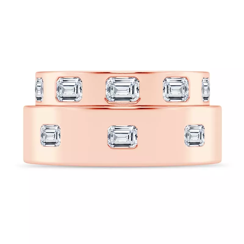 18K Rose Gold Flush Set Emerald-Cut Diamond Band