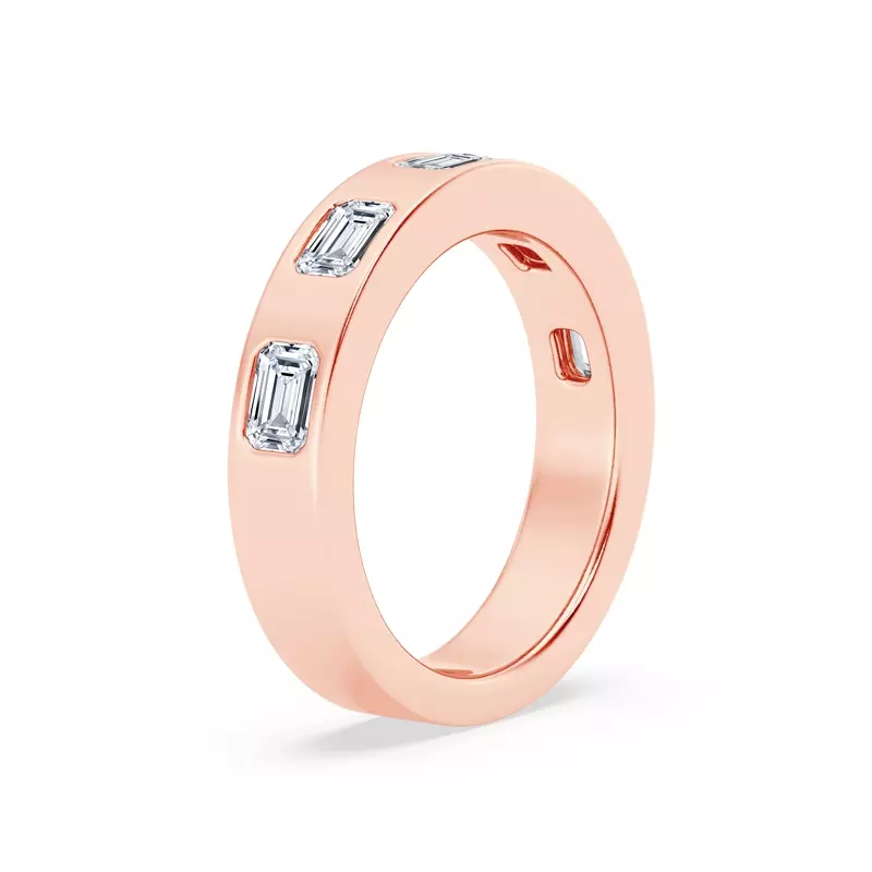 18K Rose Gold Flush Set Emerald-Cut Diamond Band