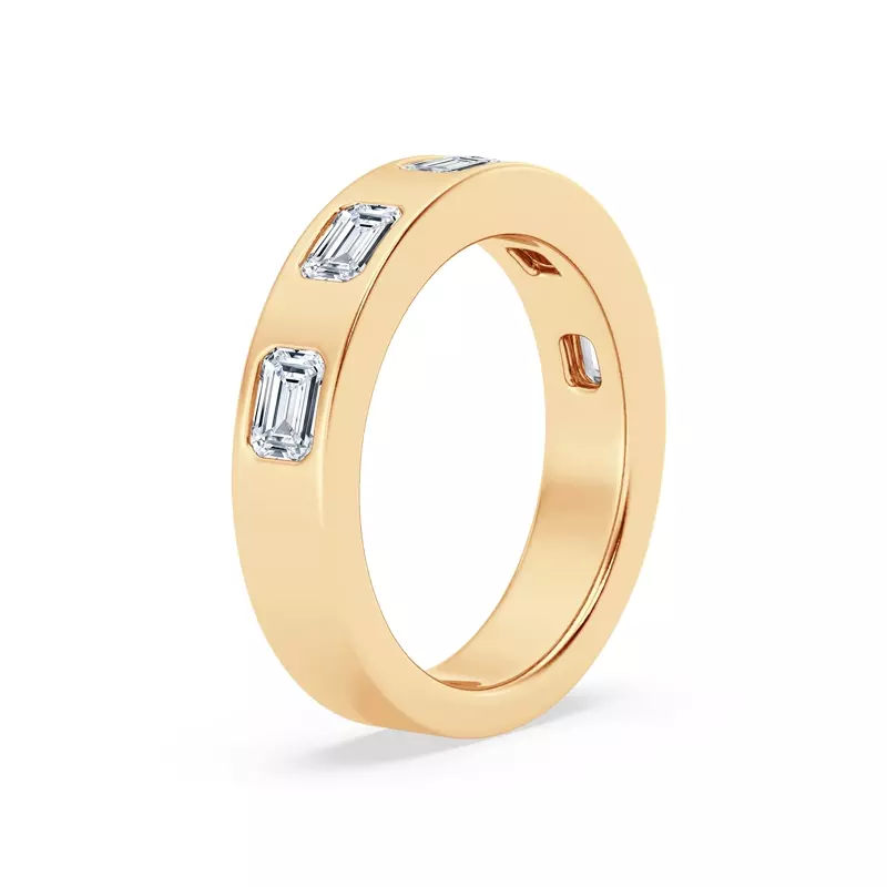 14K Yellow Gold Flush Set Emerald-Cut Diamond Band