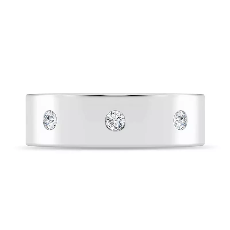 14K White Gold Flush Set Round Lab Diamond Band (7mm)